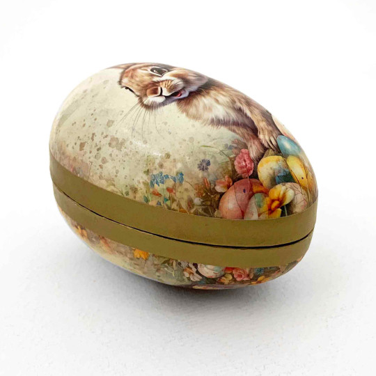 3-1/2" Smiling Bunny Papier Mache Easter Egg Container ~ Germany